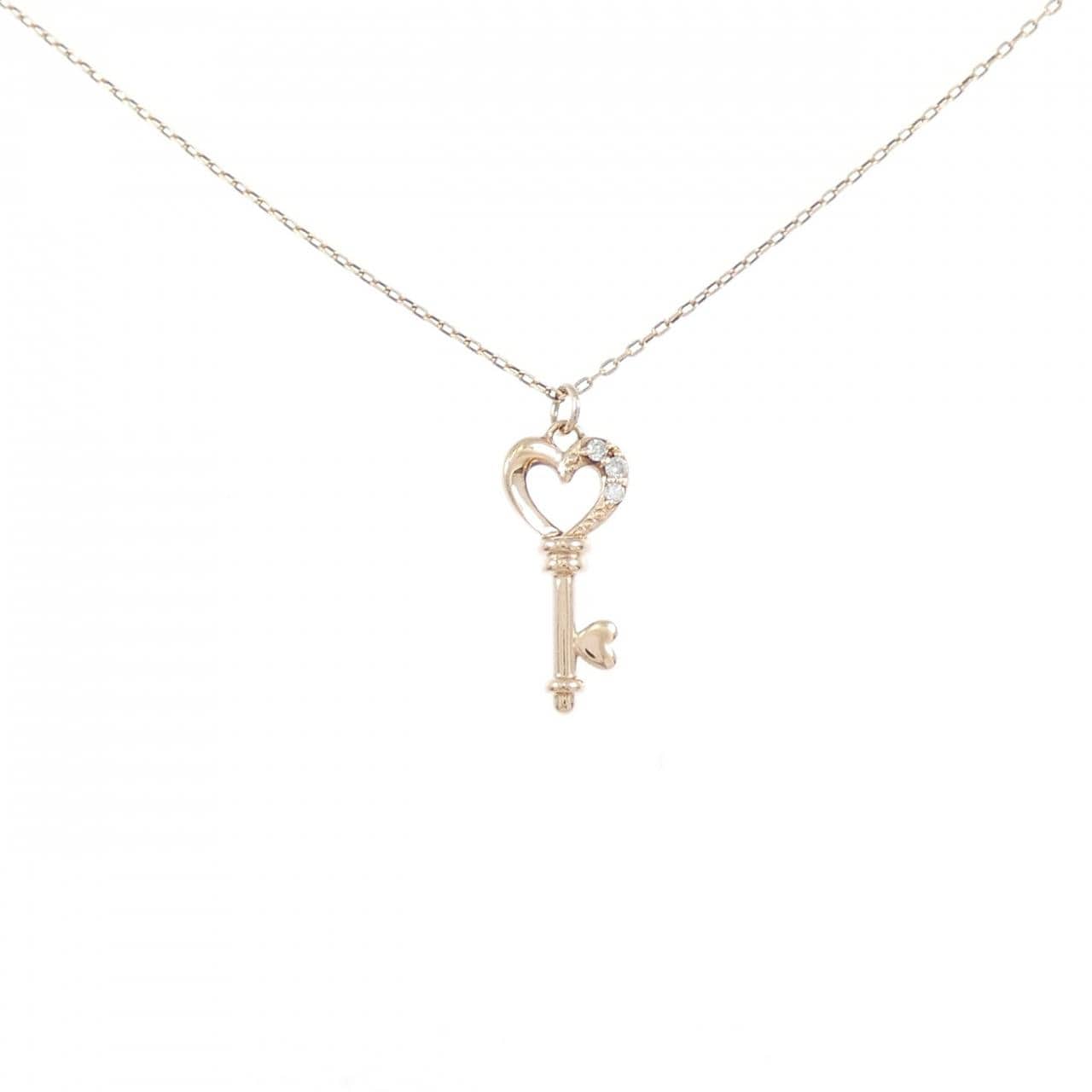 K10PG キー×ハート ダイヤモンド ネックレス
