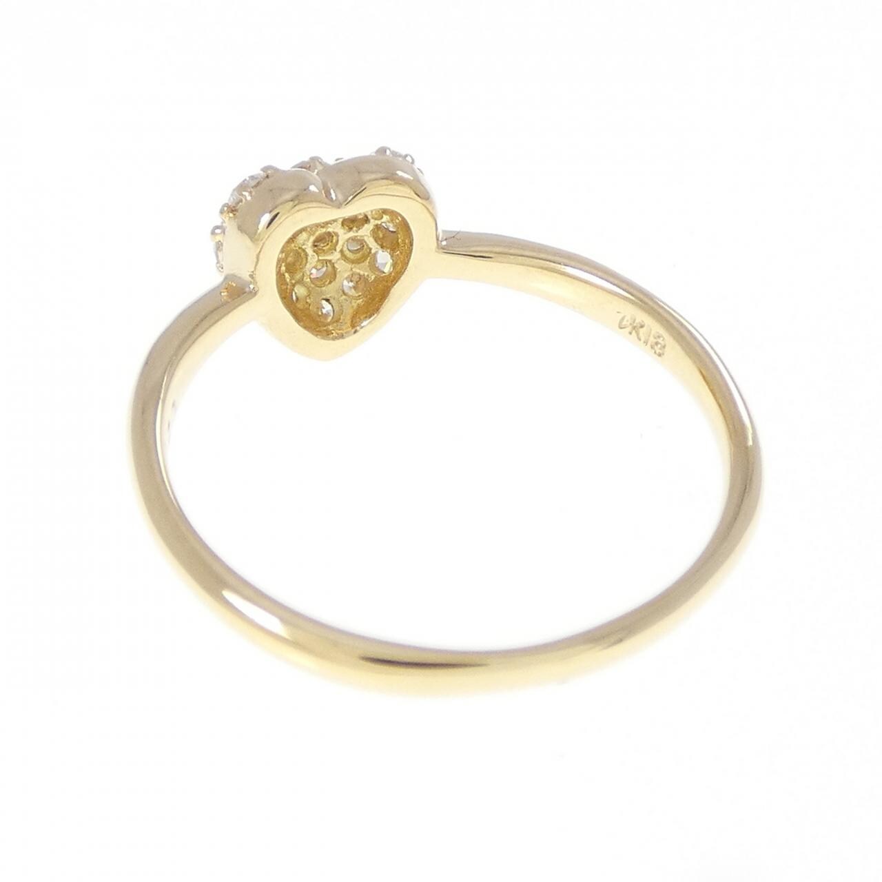K18YG ハート パヴェ ダイヤモンド リング 0.27CT
