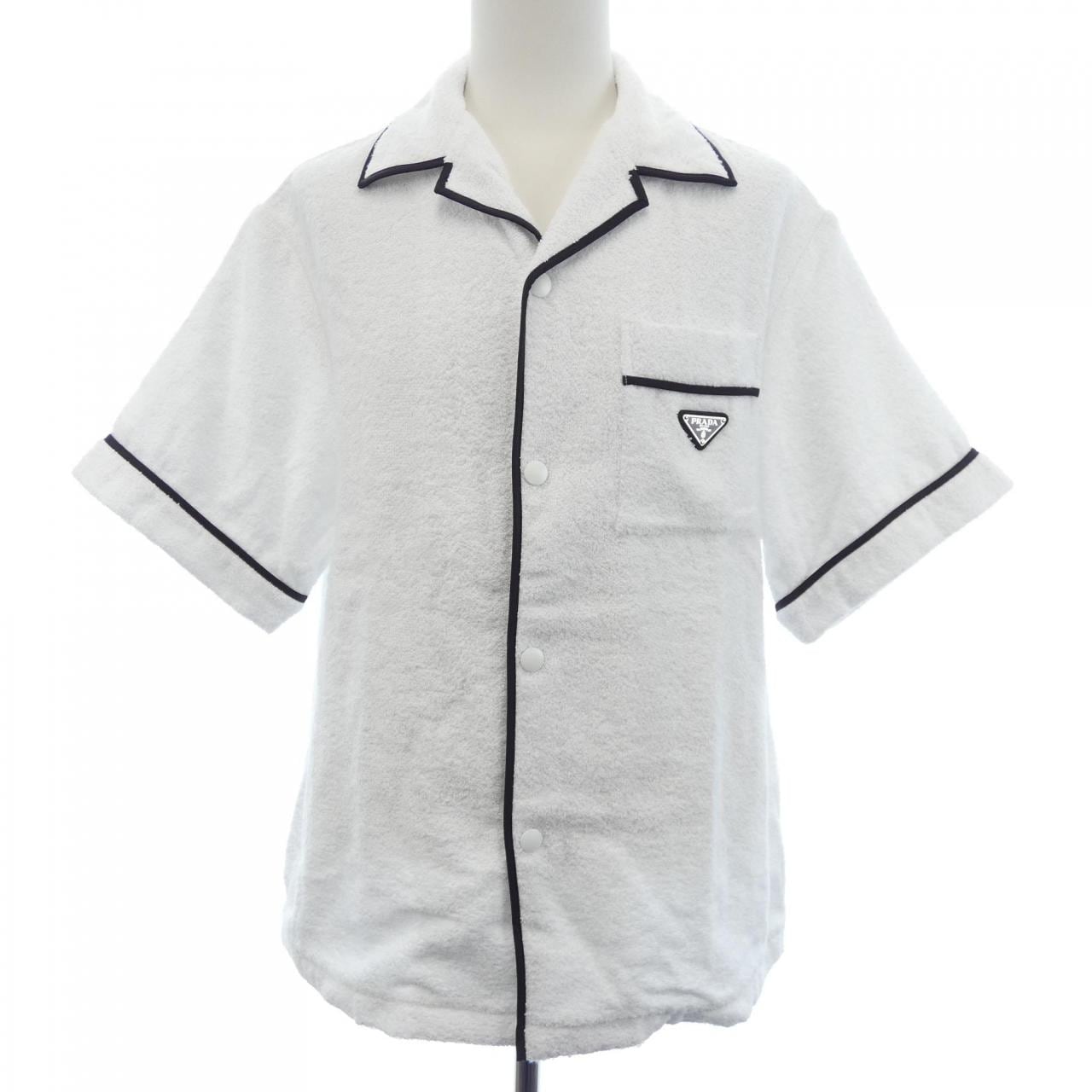 プラダ PRADA トライアングルロゴ コットンテリー ボウリングシャツ SC559 S212 1ZR3 S／Sシャツ