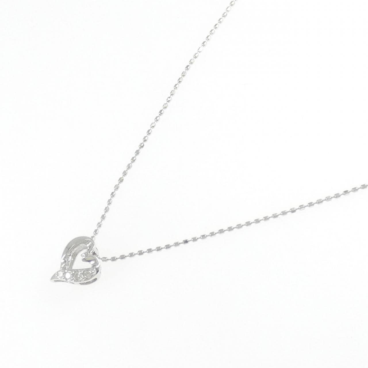 K18WG ハート ダイヤモンド ネックレス 0.03CT