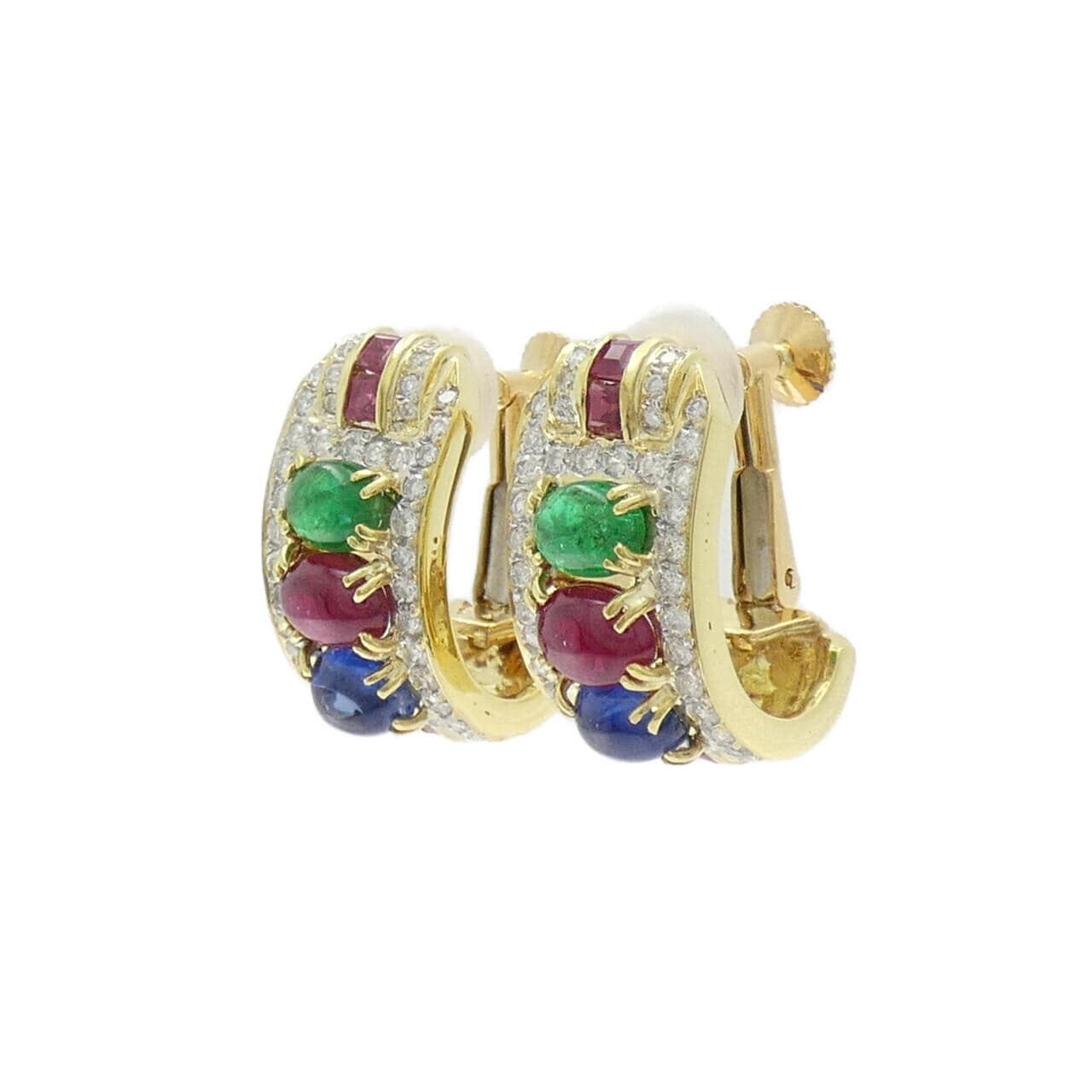 K18YG/K18WG カラーストーン イヤリング