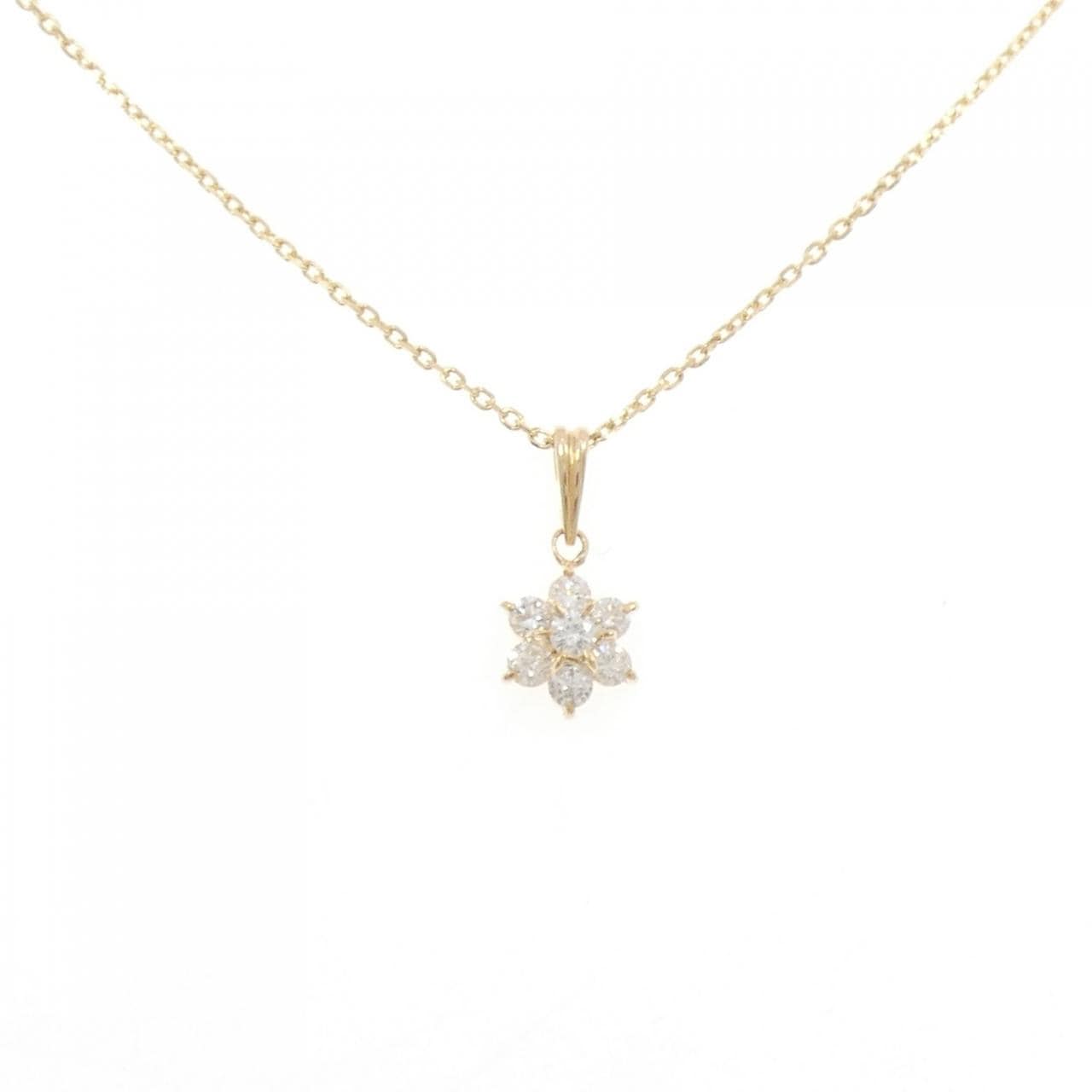 K18YG フラワー ダイヤモンド ネックレス 0.46CT