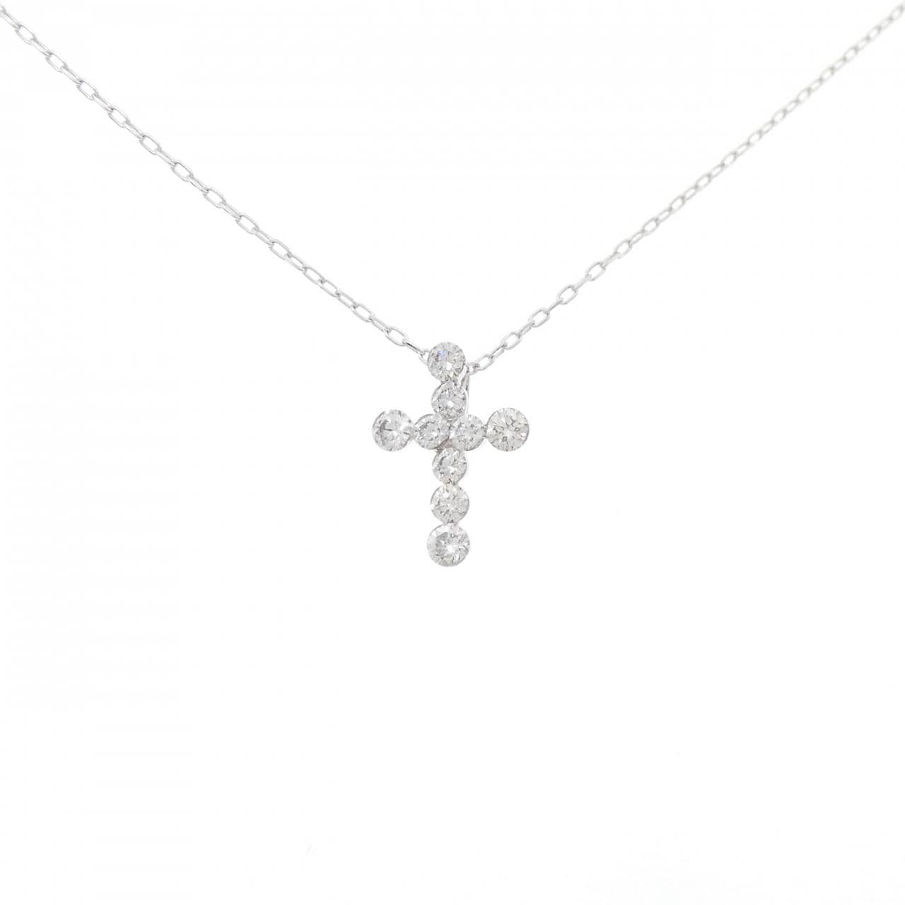 K18WG クロス ダイヤモンド ネックレス 0.40CT