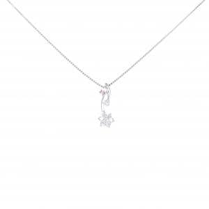 K18WG/750WG フラワー ピンクダイヤモンド ネックレス 0.01CT