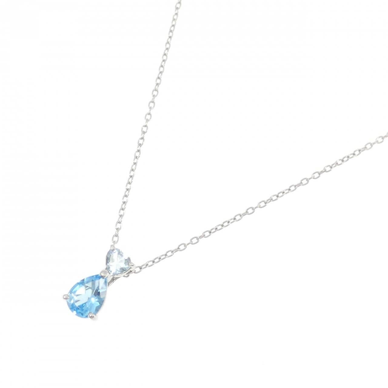 PT900/PT850 ハート ブルートパーズ ネックレス