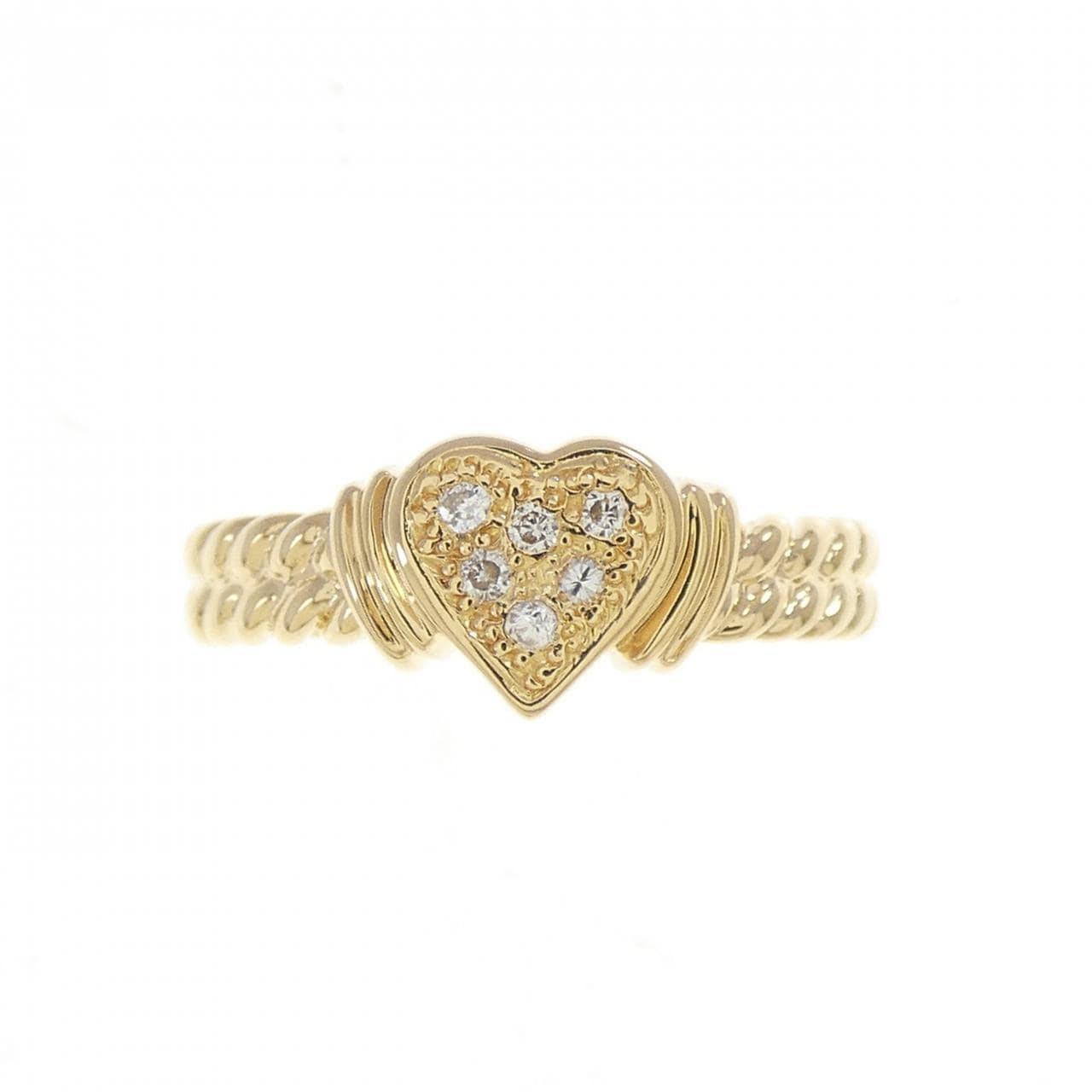 K18YG ハート ダイヤモンド リング