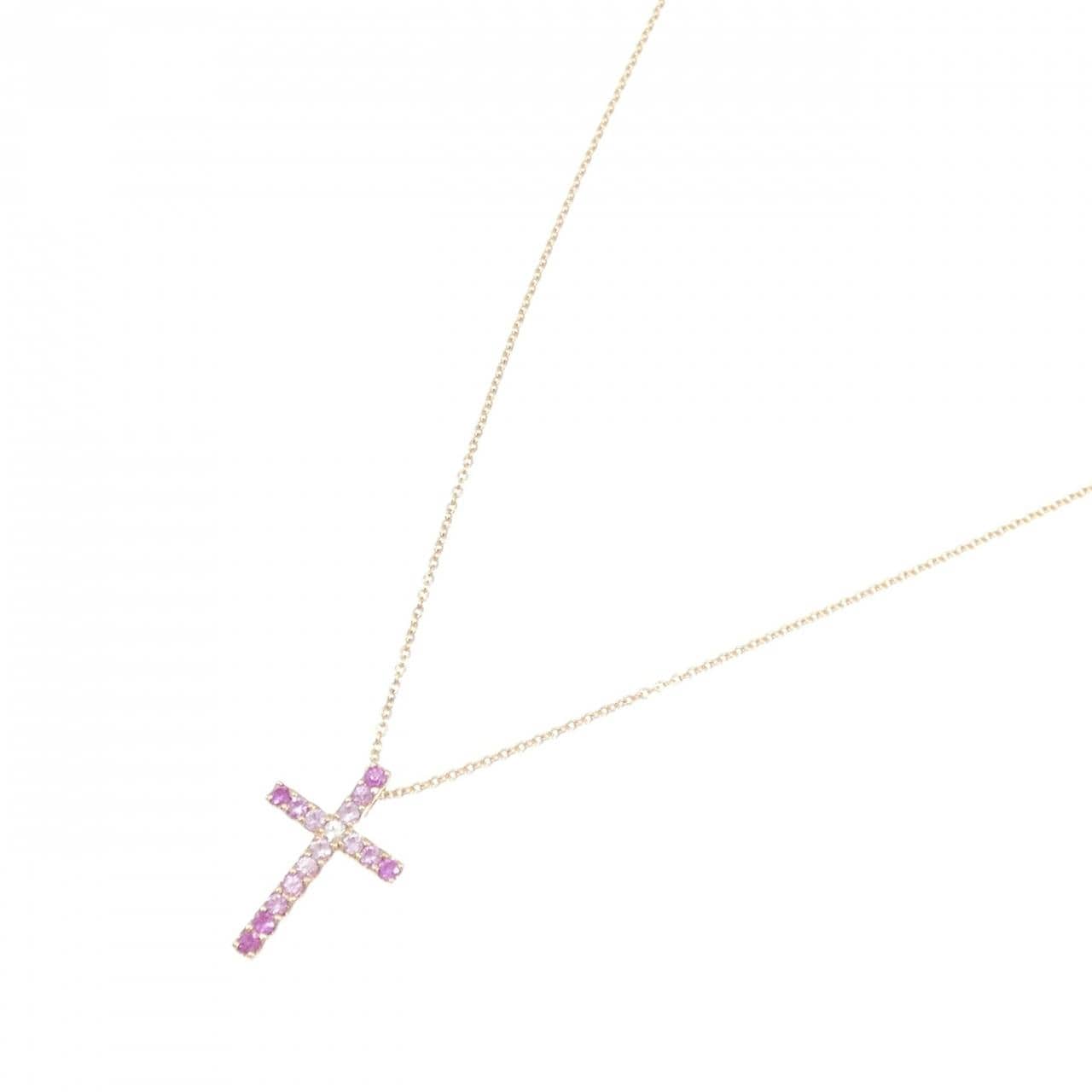 K18YG クロス サファイヤ ネックレス 0.30CT