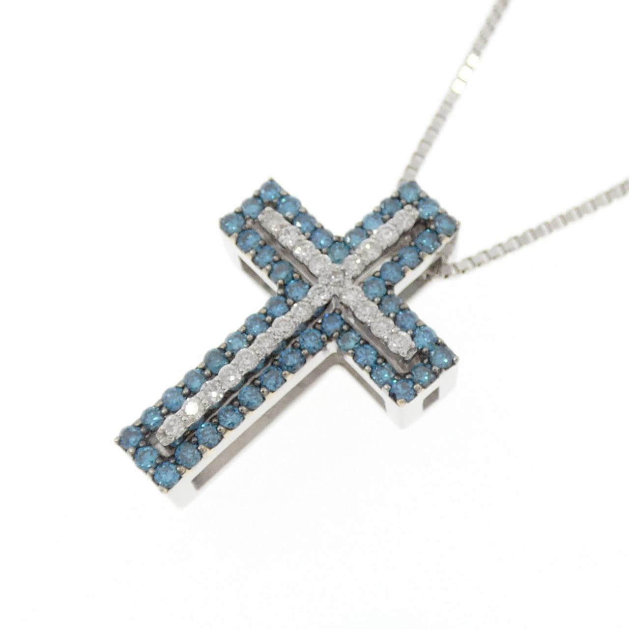 K18WG/K18BG 2WAY クロス ダイヤモンド ネックレス 0.50CT