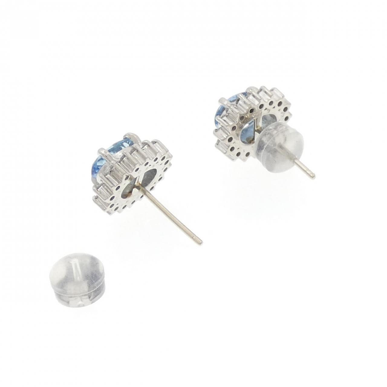 PT900 アクアマリン ピアス 1.24CT