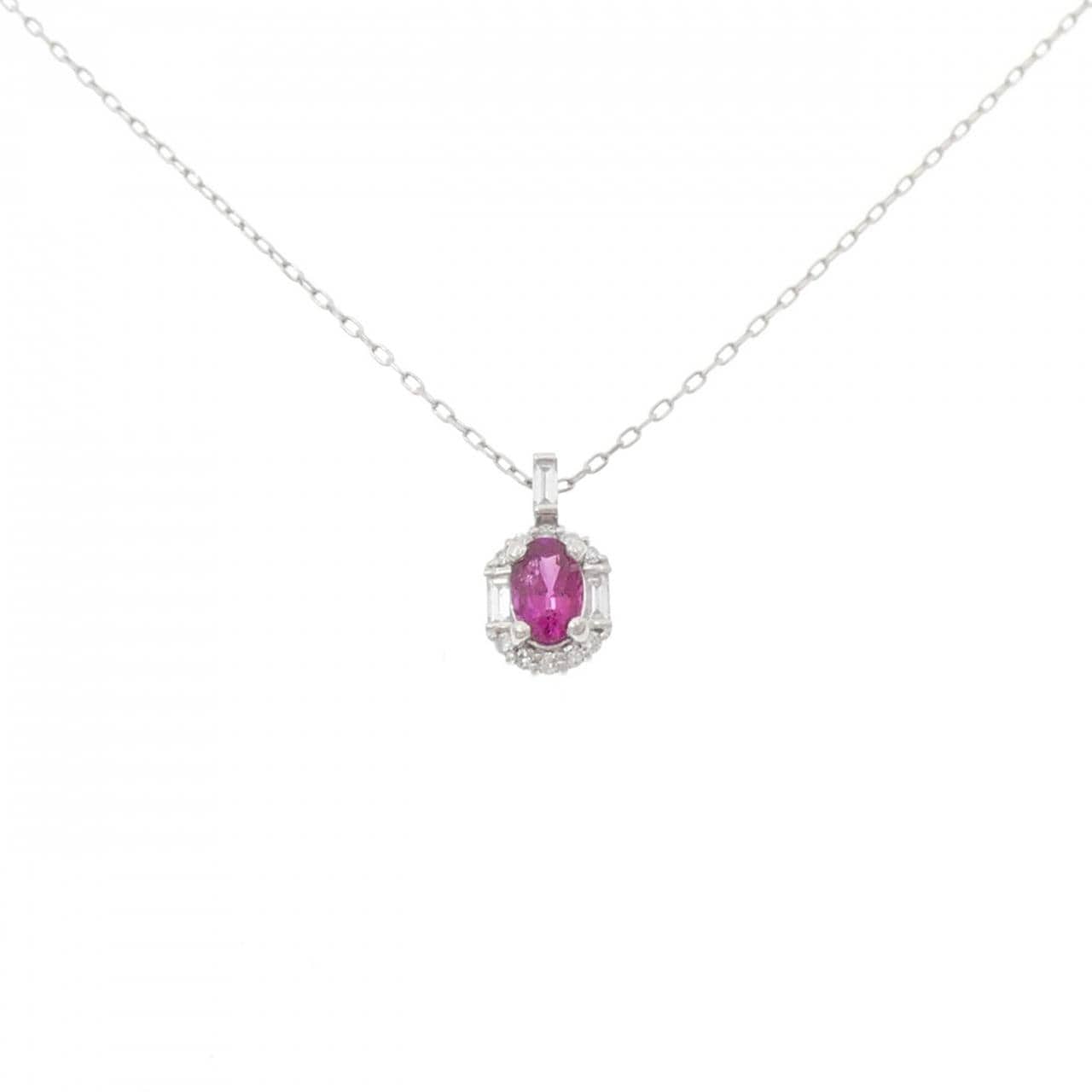 PT900/PT850 ルビー ネックレス 0.65CT