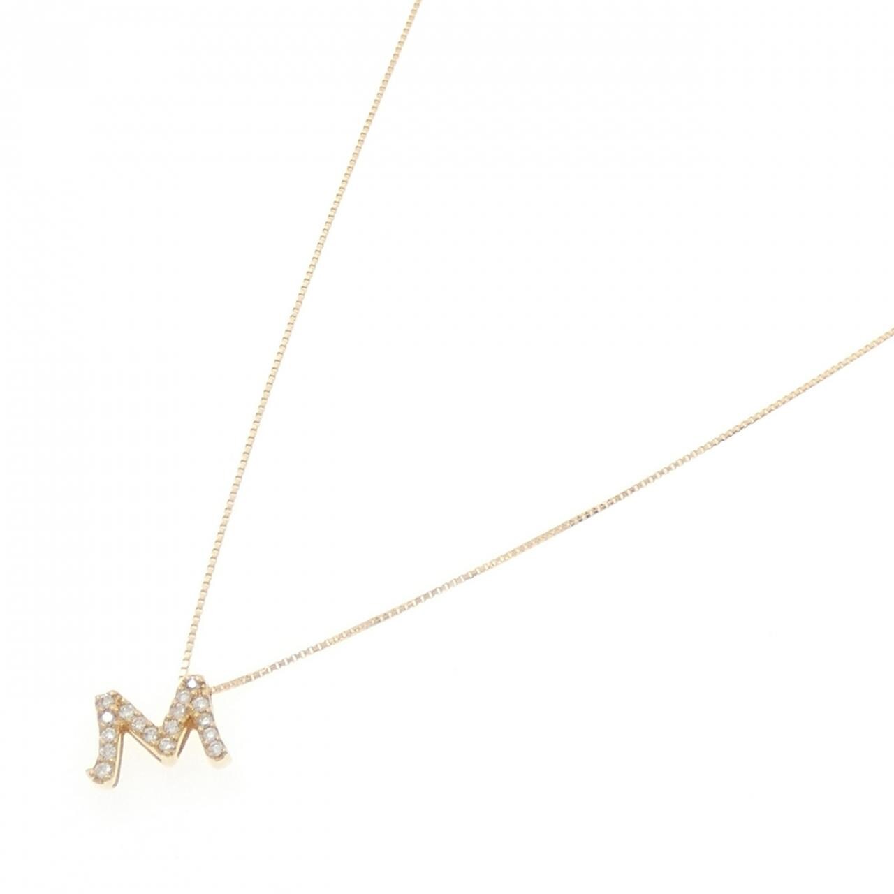 K18YG イニシャルM ダイヤモンド ネックレス 0.11CT