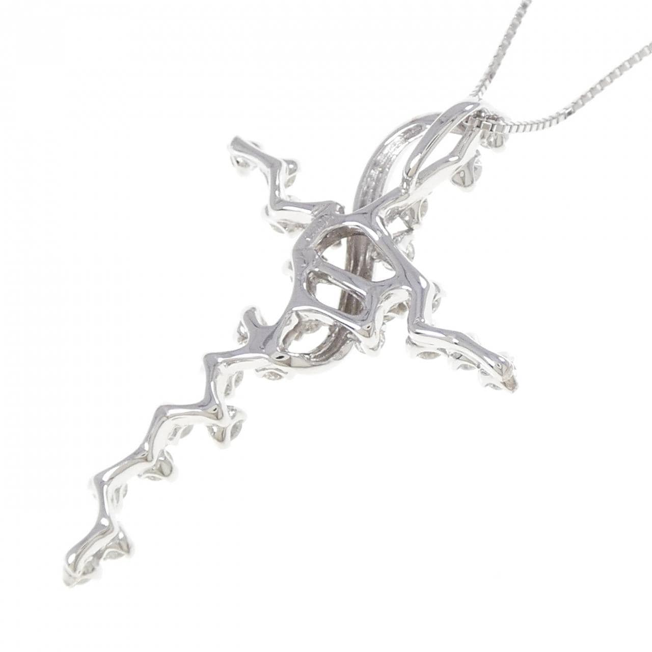 K18WG クロス ダイヤモンド ネックレス 1.43CT