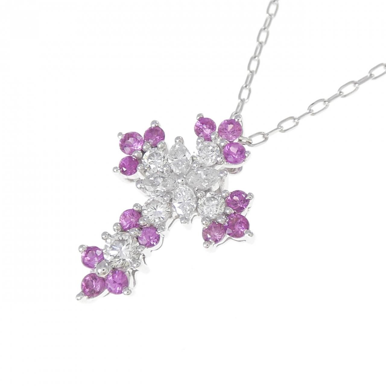 笠原 真寿美 クロス サファイヤ ネックレス 0.30CT
