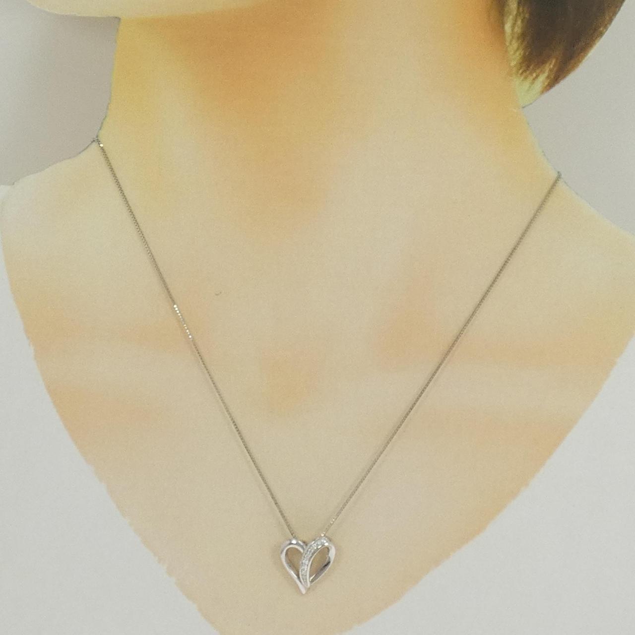 PT999/PT850 ハート ダイヤモンド ネックレス 0.06CT