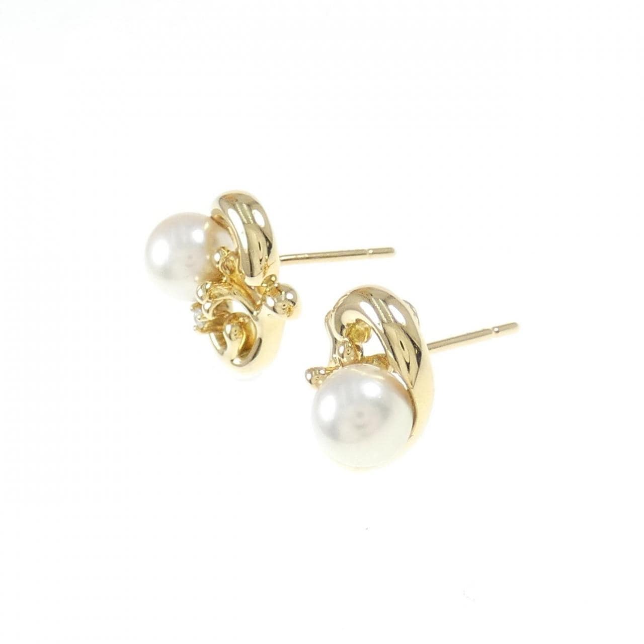 K18YG Akoya pearl earrings 6.6mm