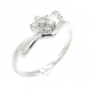 K18WG フラワー ダイヤモンド リング 0.10CT