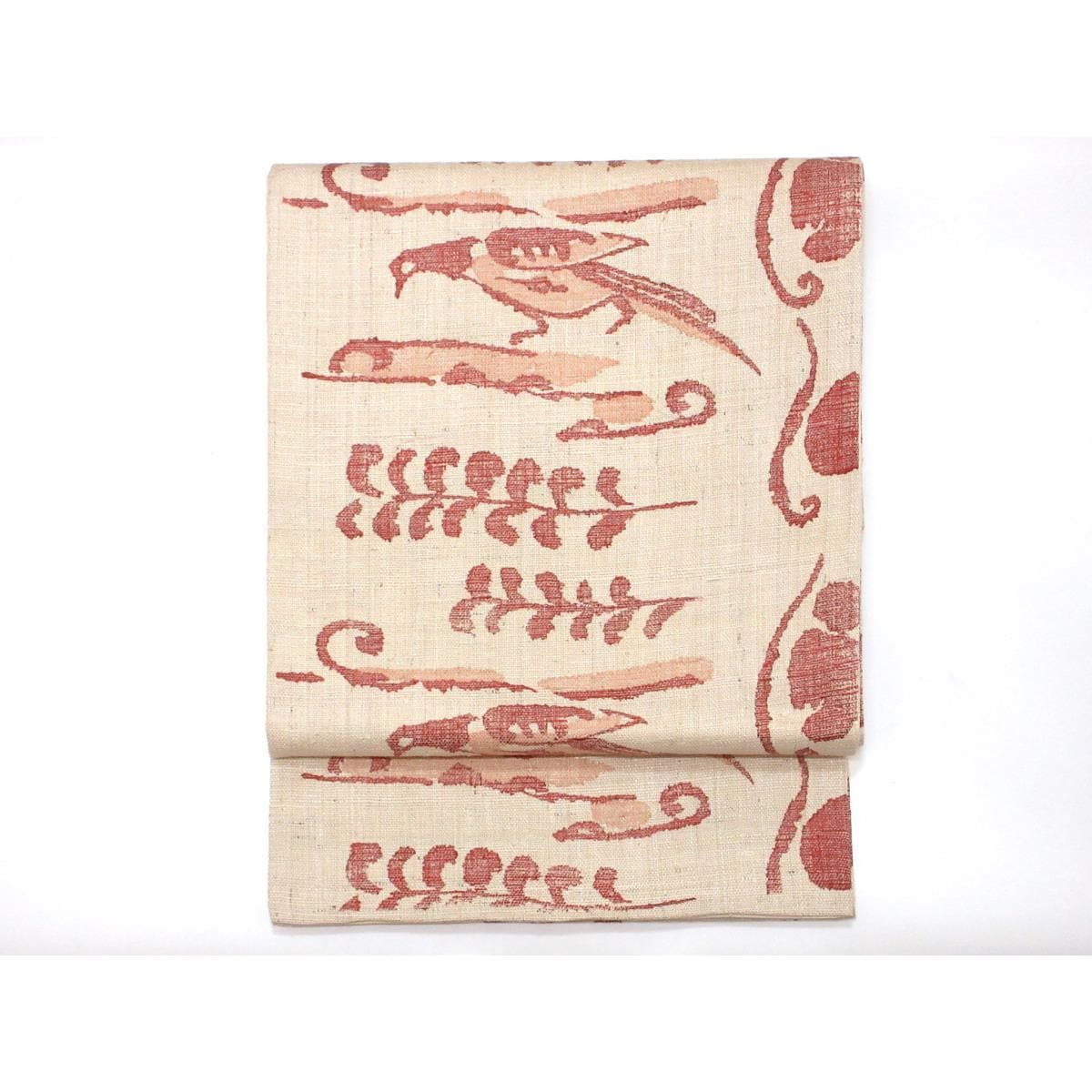 【未使用品】袋帯　紬織　木版染