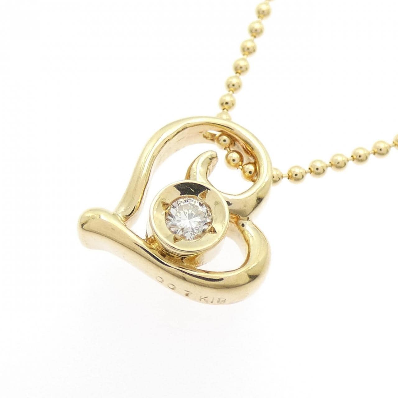 K18YG ハート ダイヤモンド ネックレス 0.07CT