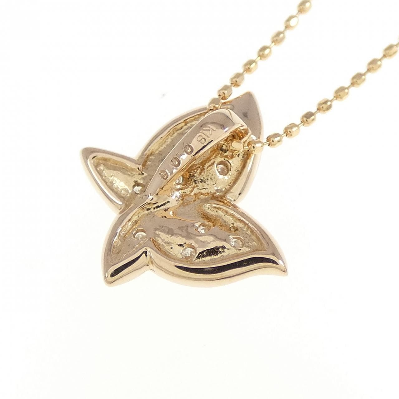 K18PG バタフライ ダイヤモンド ネックレス 0.06CT