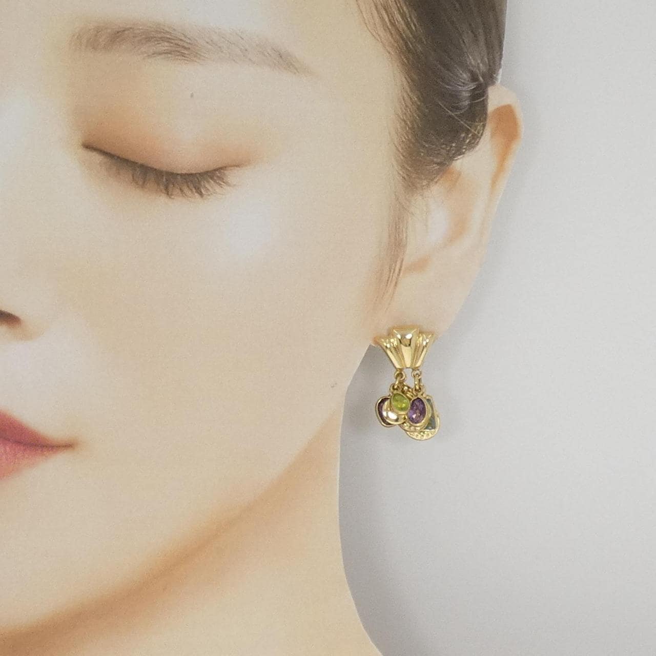 750YG カラーストーン ピアス