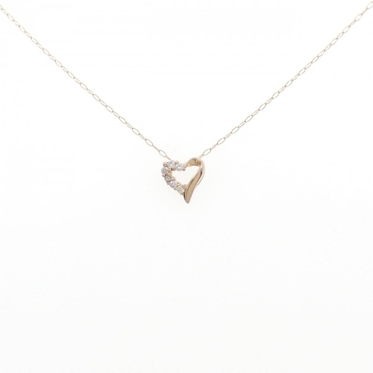 K18PG ハート ダイヤモンド ネックレス 0.05CT