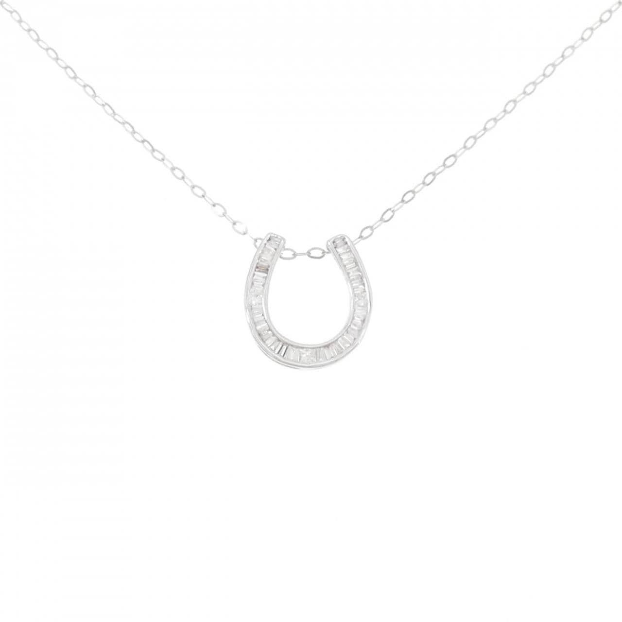 K18WG ホースシュー ダイヤモンド ネックレス 0.20CT