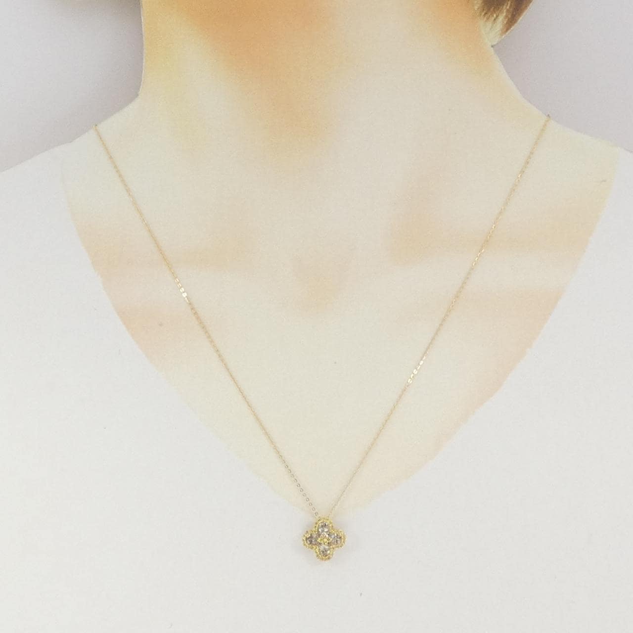 K18YG フラワー ダイヤモンド ネックレス 0.70CT