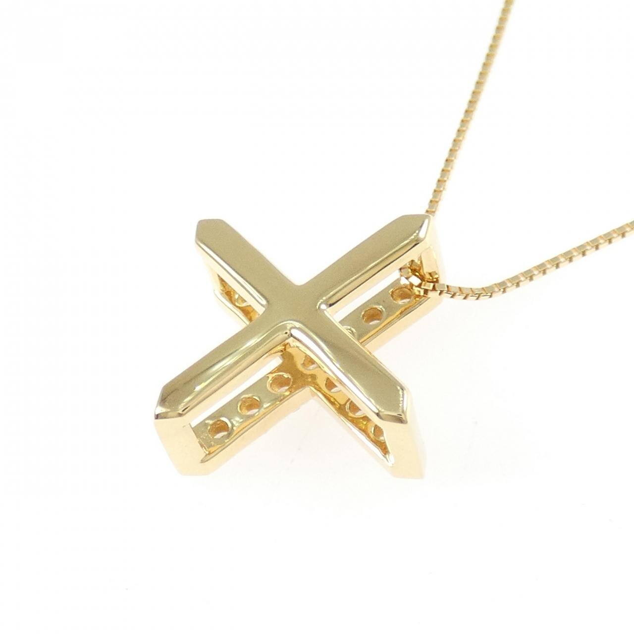 K18YG クロス ダイヤモンド ネックレス 0.41CT