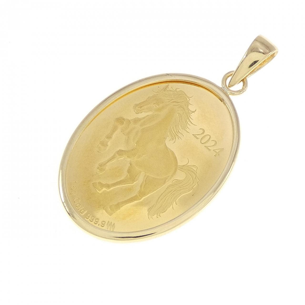 K18YG frame coin pendant