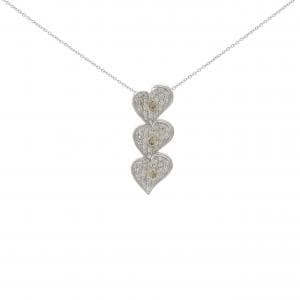 K18WG ハート パヴェ ダイヤモンド ネックレス 1.00CT