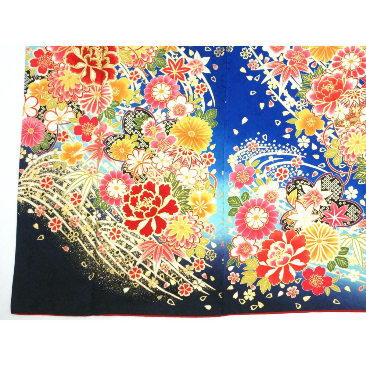 振袖　友禅金彩加工　刺繍入りボカシ染