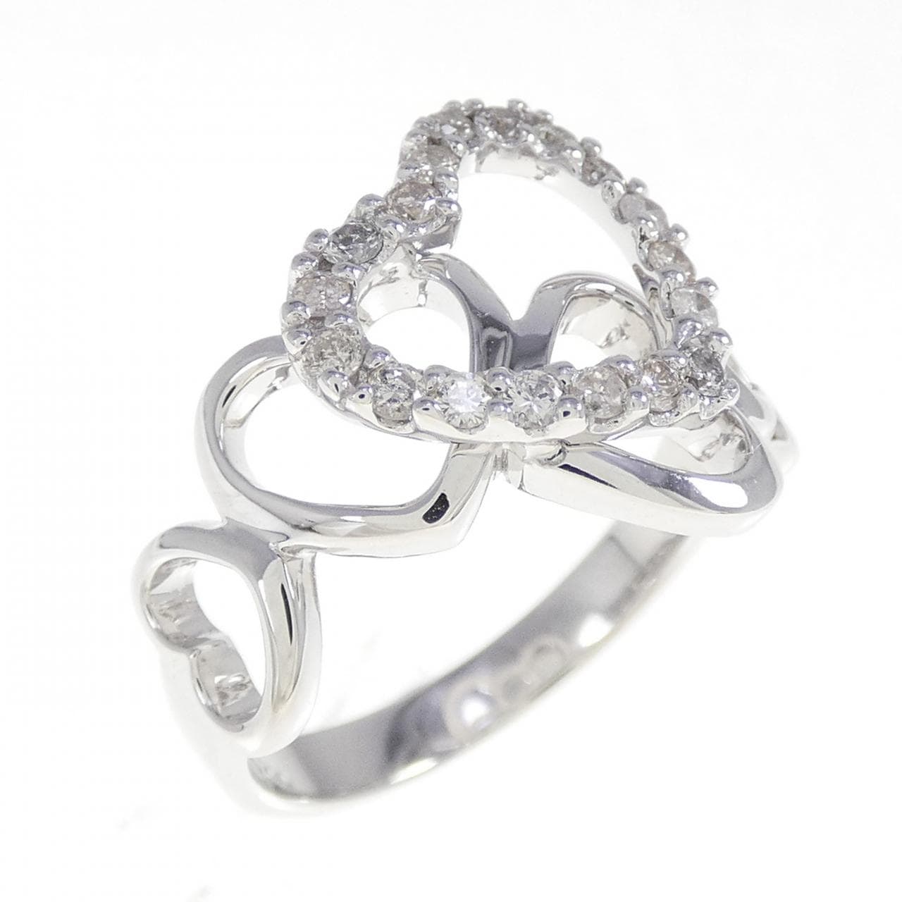K18WG ハート ダイヤモンド リング 0.30CT