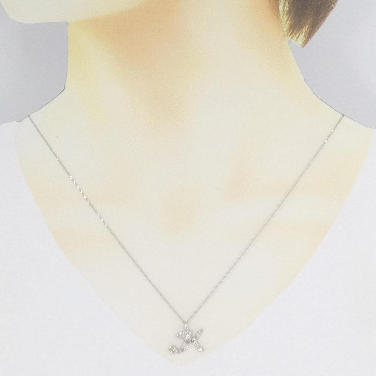 PT900/PT850 イニシャルK ダイヤモンド ネックレス 0.50CT