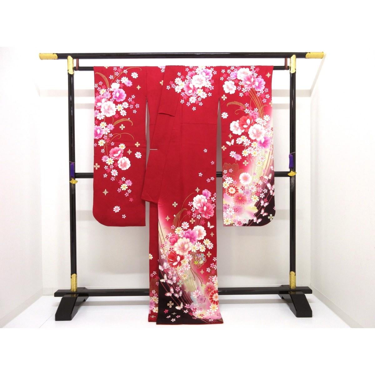 振袖　友禅金彩加工　刺繍入りボカシ染