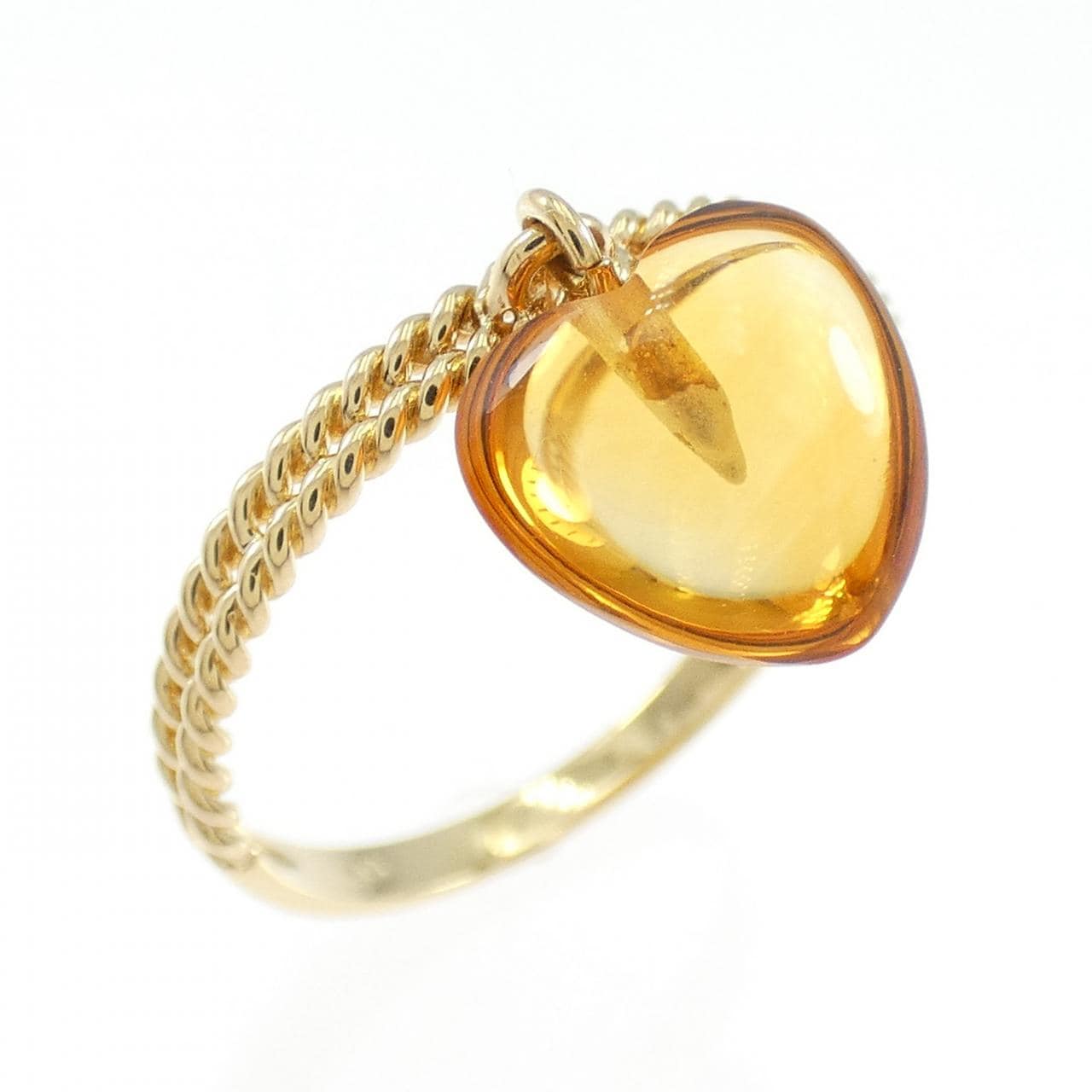 K18YG heart citrine ring