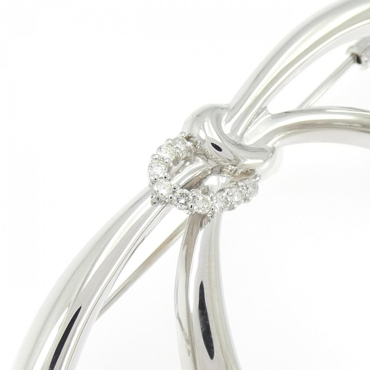 PT900/K14WG ダイヤモンド ブローチ 0.12CT