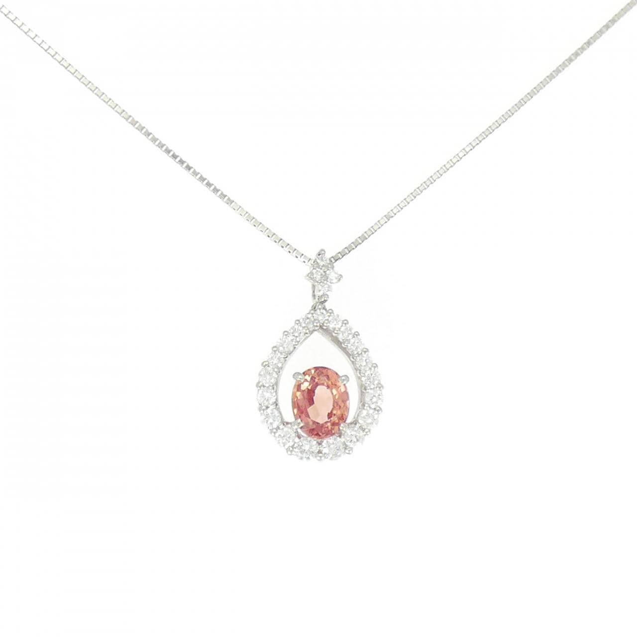 PT900/PT850 パパラチアサファイヤ ネックレス 0.954CT