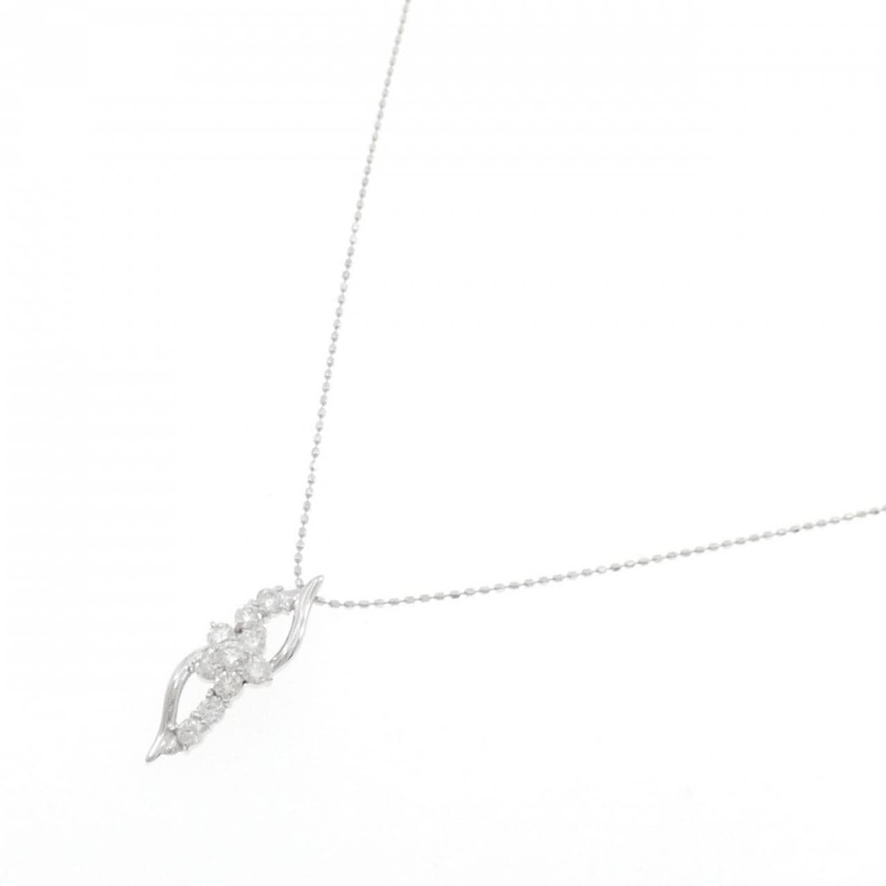 K18WG フラワー ダイヤモンド ネックレス 0.50CT