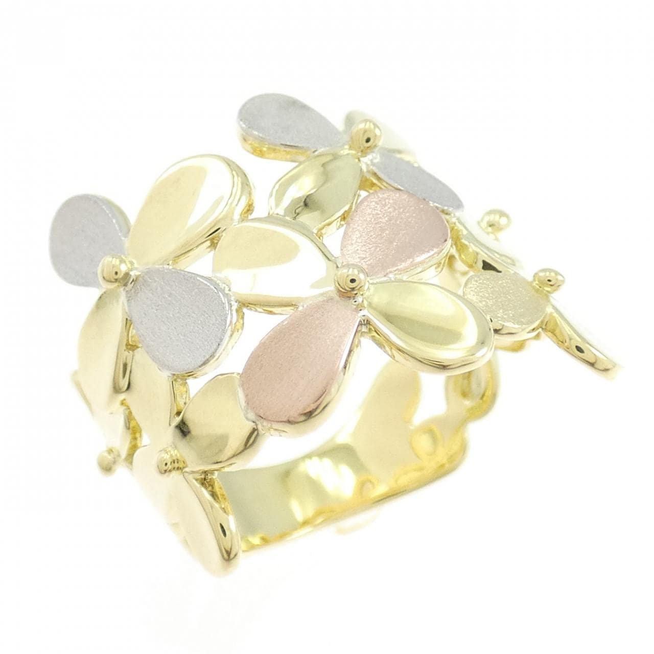 K18YG/PT900/K18PG フラワー リング