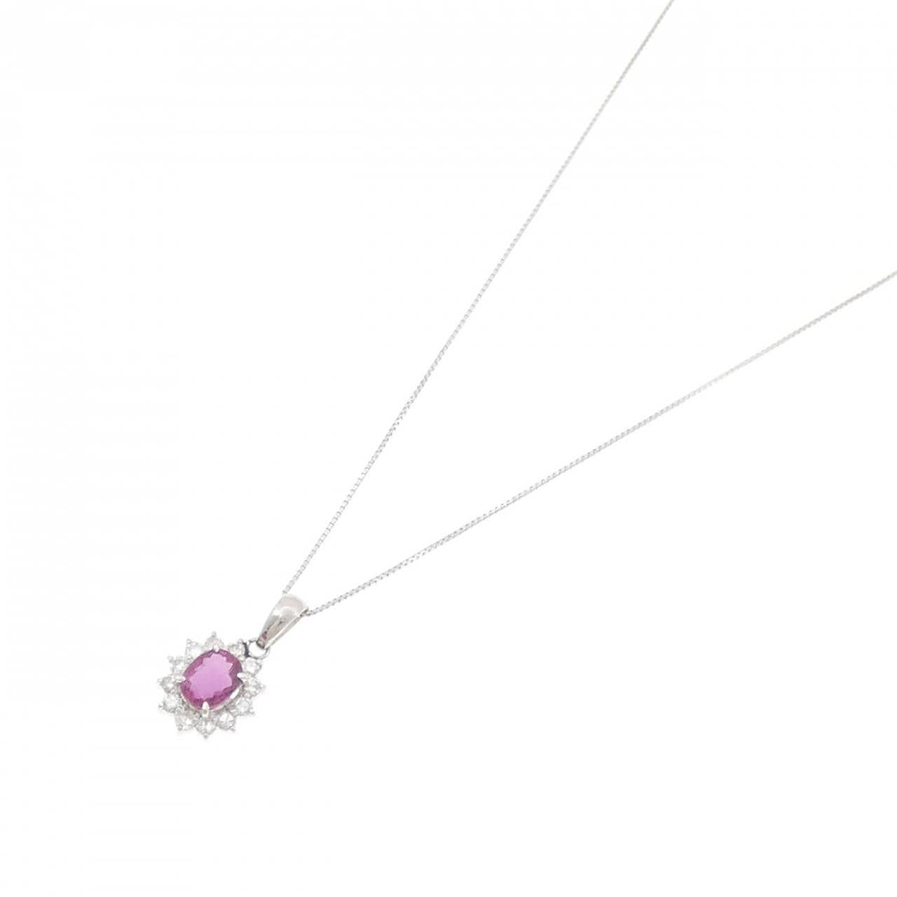 PT900/PT850 ルビー ネックレス 0.80CT