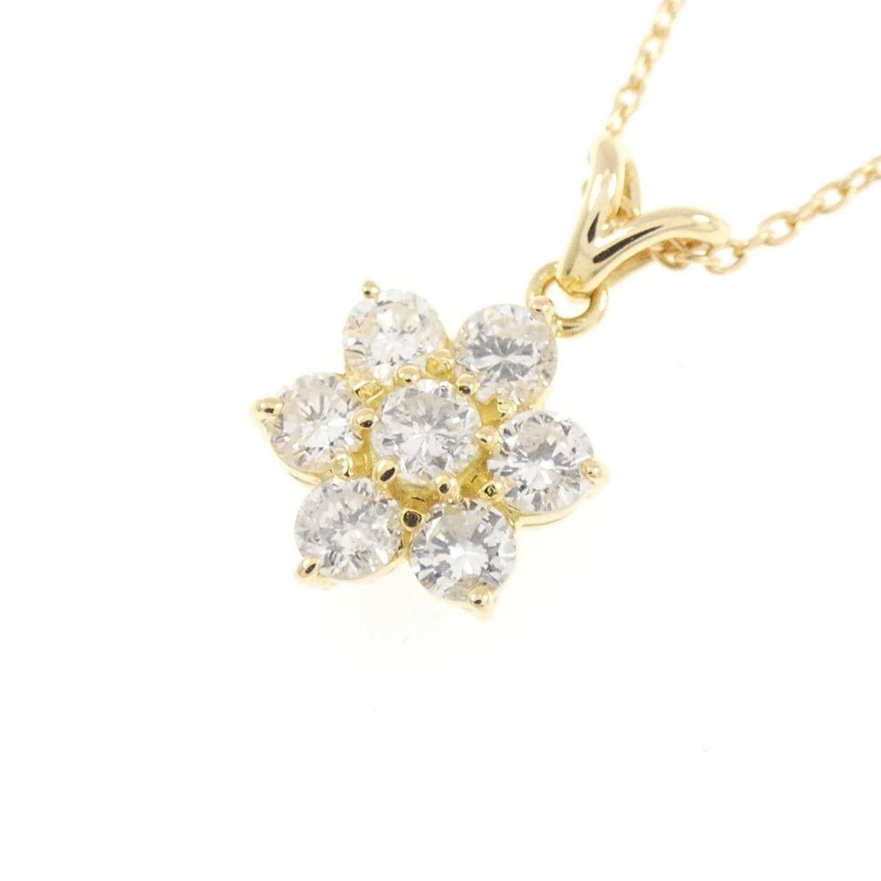 K18YG フラワー ダイヤモンド ネックレス 0.50CT