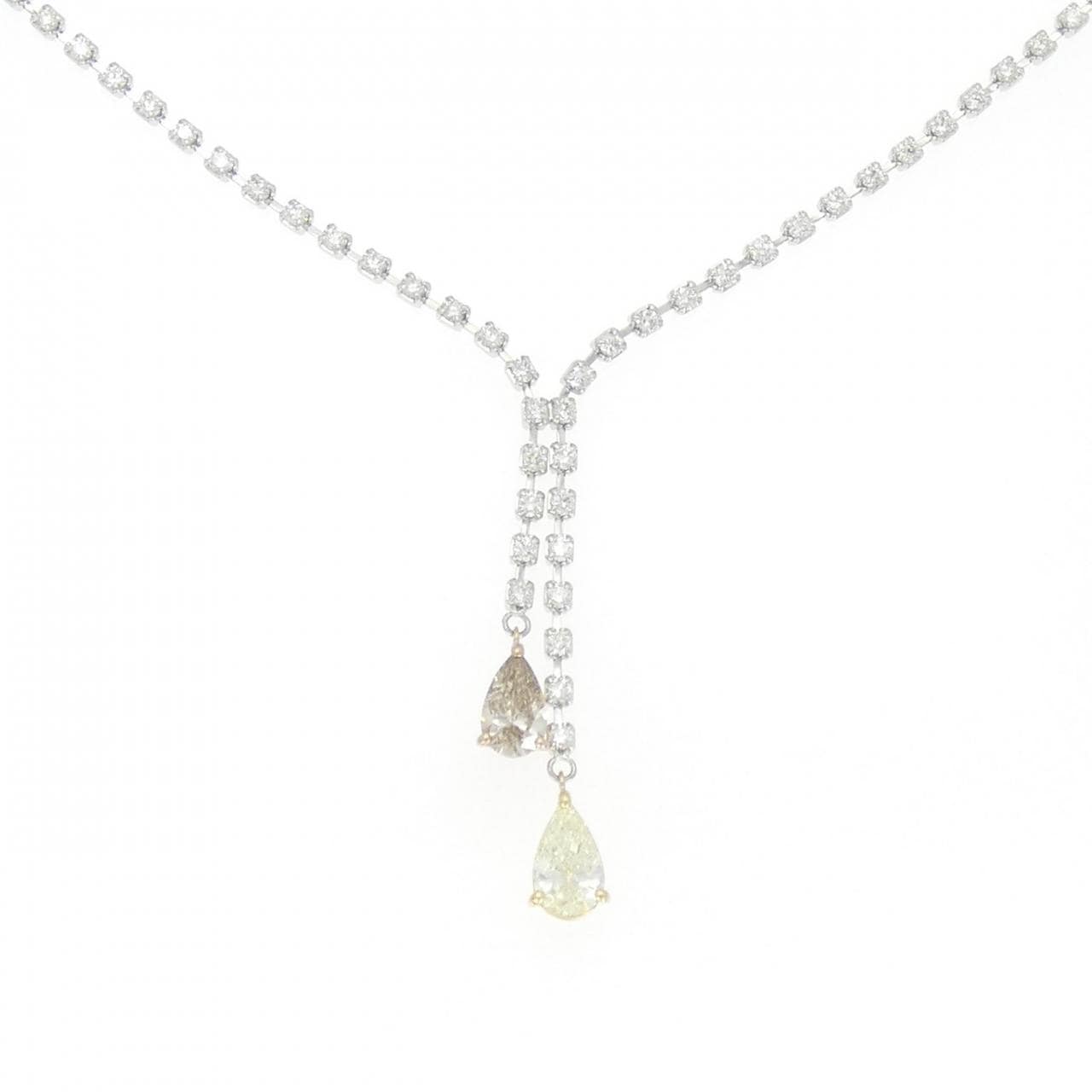PT850/K18YG/K18PG ダイヤモンド ネックレス 0.564CT L SI1 / 0.520CT LB SI2 ペアシェイプ