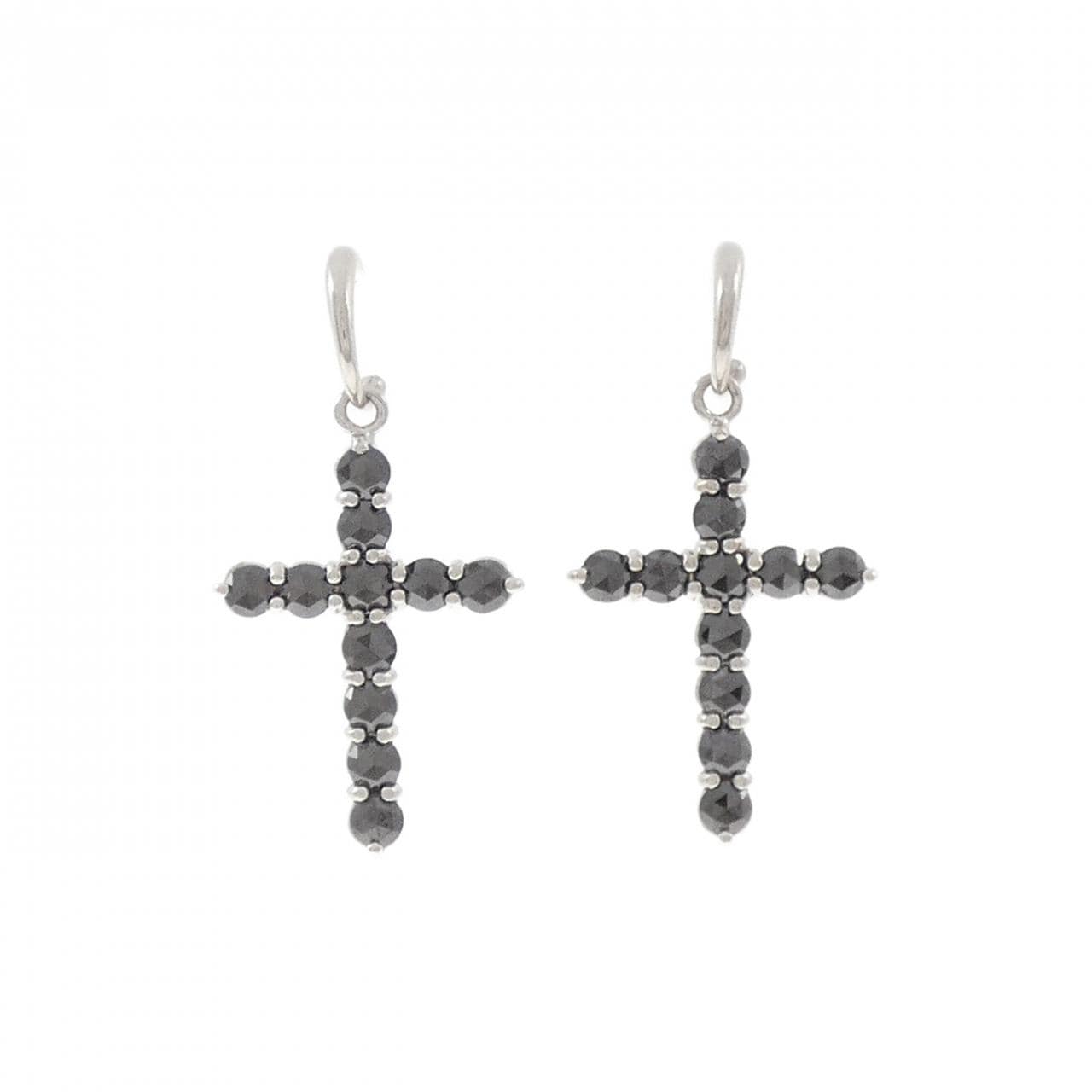 K18WG クロス ダイヤモンド ピアス 1.00CT