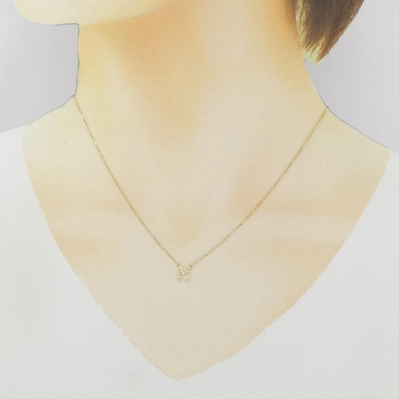 アーカー イニシャル ネックレス 0.05CT