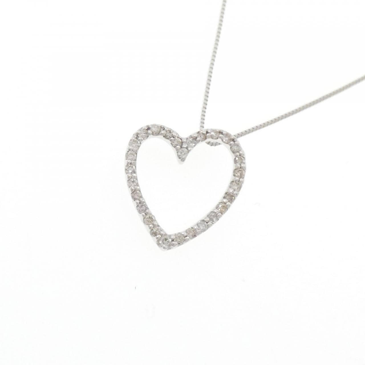 K18WG/750WG ハート ダイヤモンド ネックレス 0.2CT