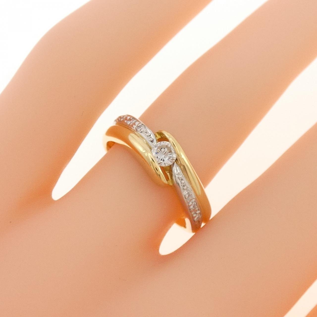 K18YG/PT900 ダイヤモンド リング 0.18CT