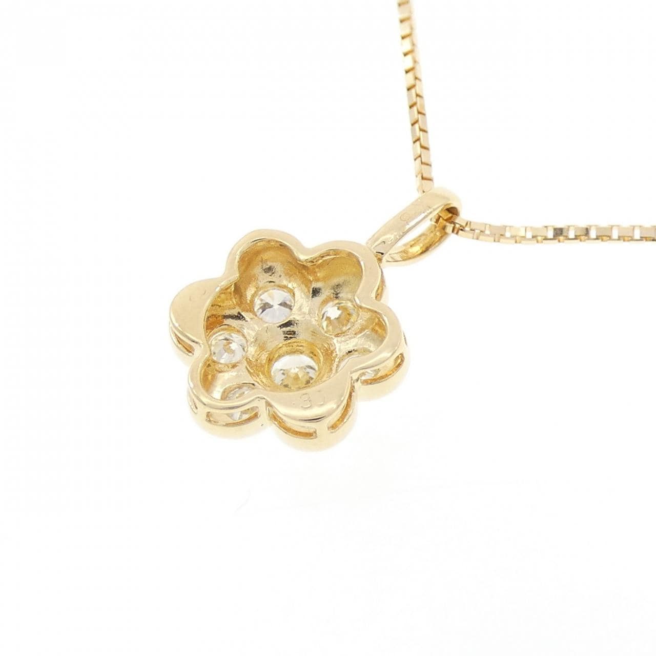 K18YG フラワー ダイヤモンド ネックレス 0.30CT
