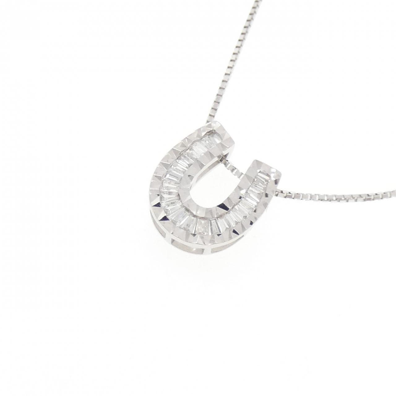 K18WG ホースシュー ダイヤモンド ネックレス 0.20CT