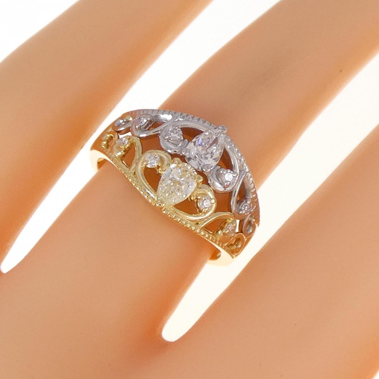 K18YG/PT ダイヤモンド リング 0.37CT