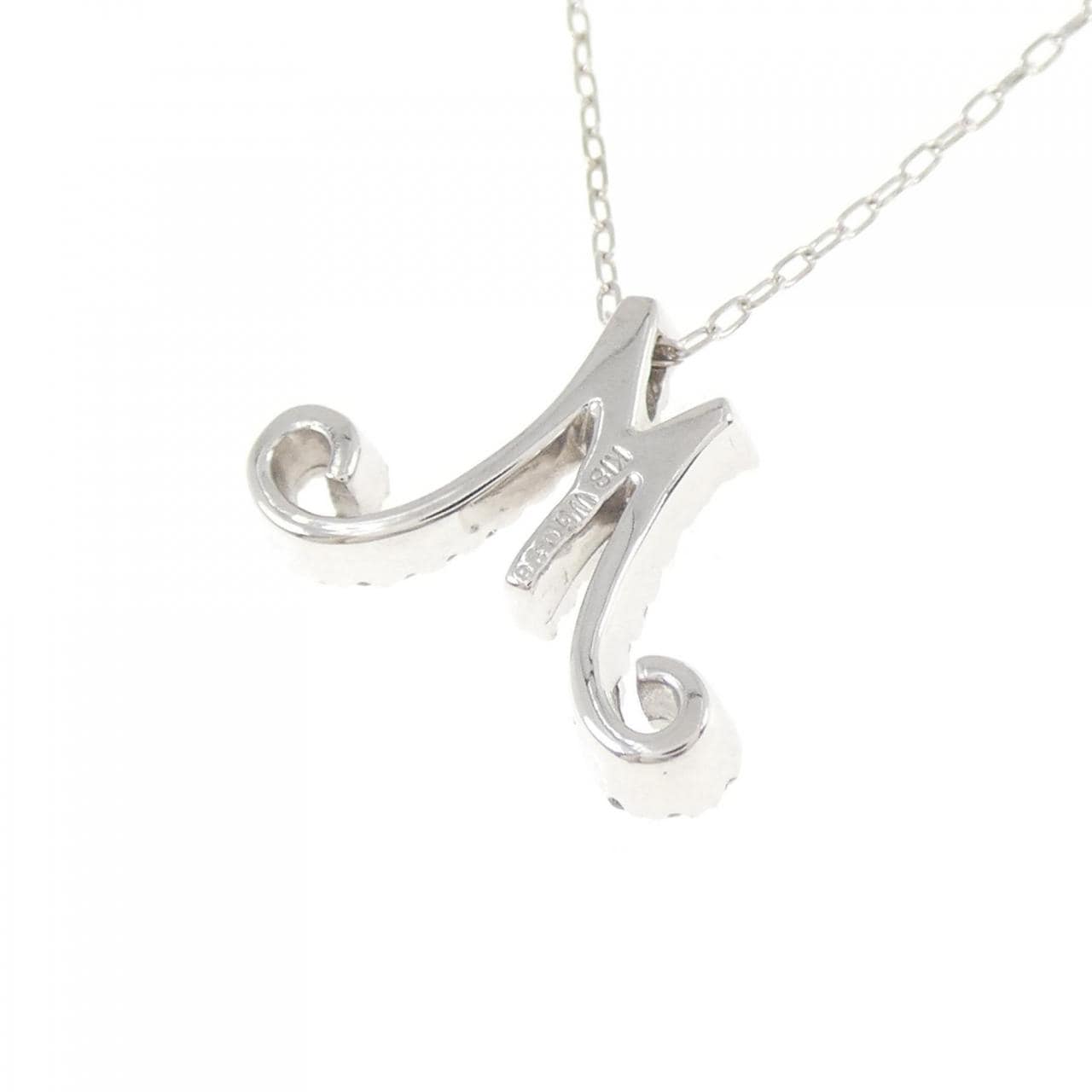 K18WG イニシャルM ダイヤモンド ネックレス 0.26CT